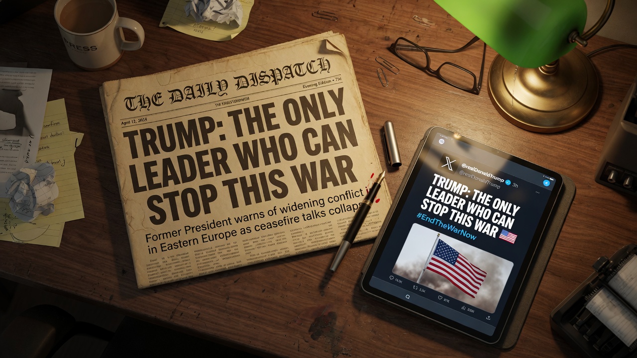 April 2024 newspaper headline and X post about Trump and Ukraine