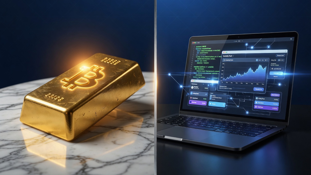 Single Bitcoin coin illuminated by gold light — scarcity, permanence, weight