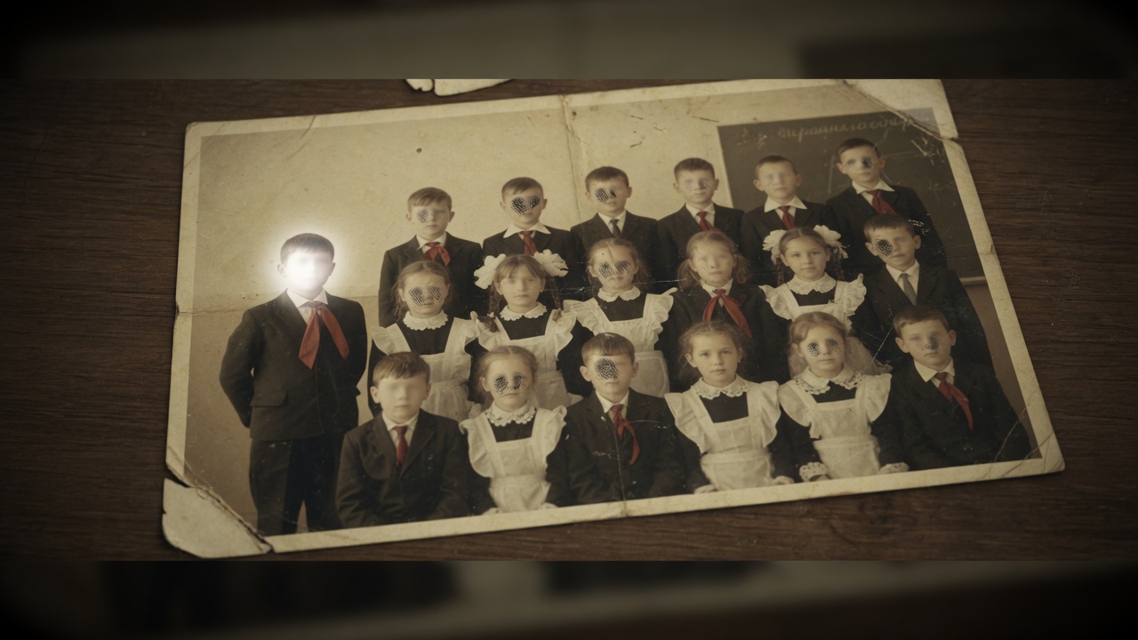 Group school photograph — a boy at the edge