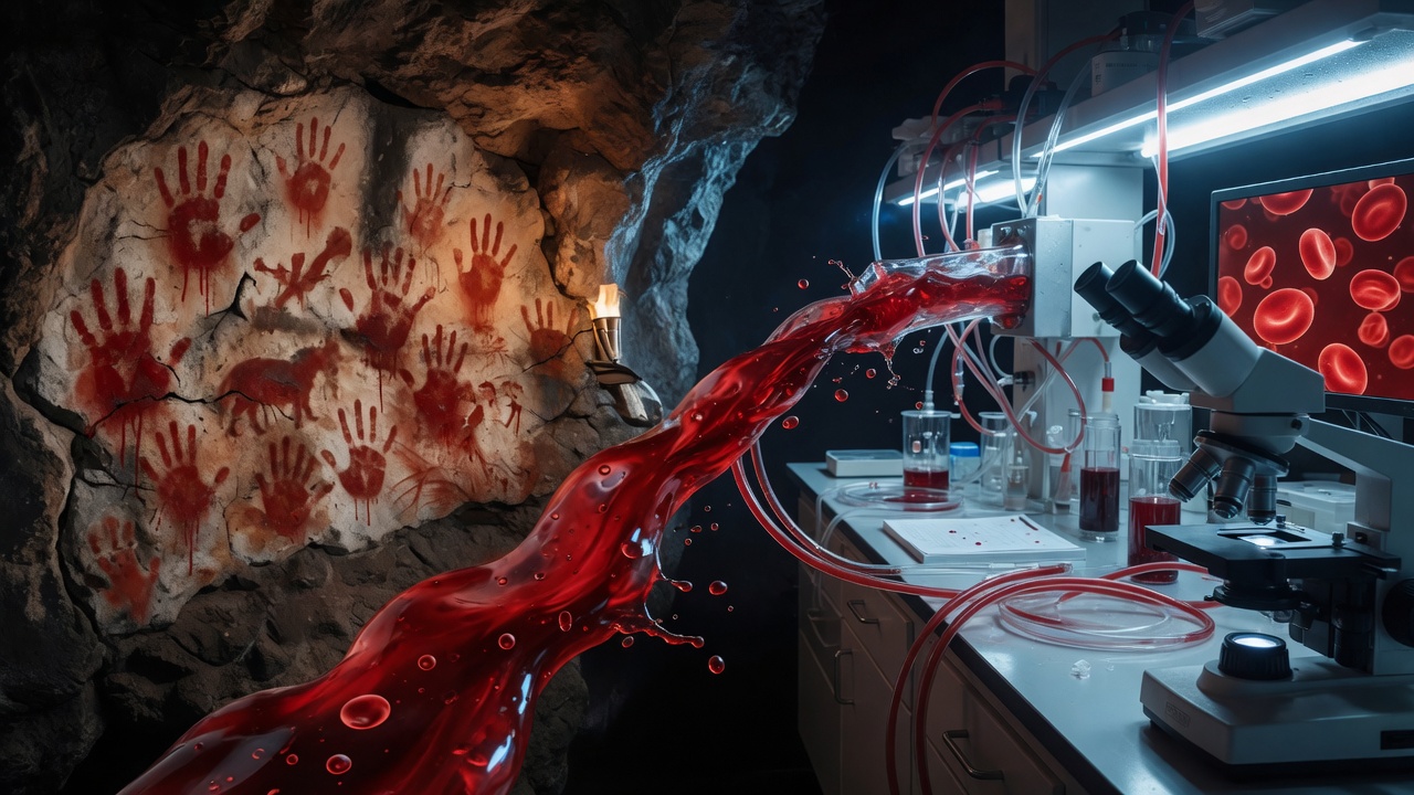 The evolution of blood — from prehistoric cave art to modern laboratory science.