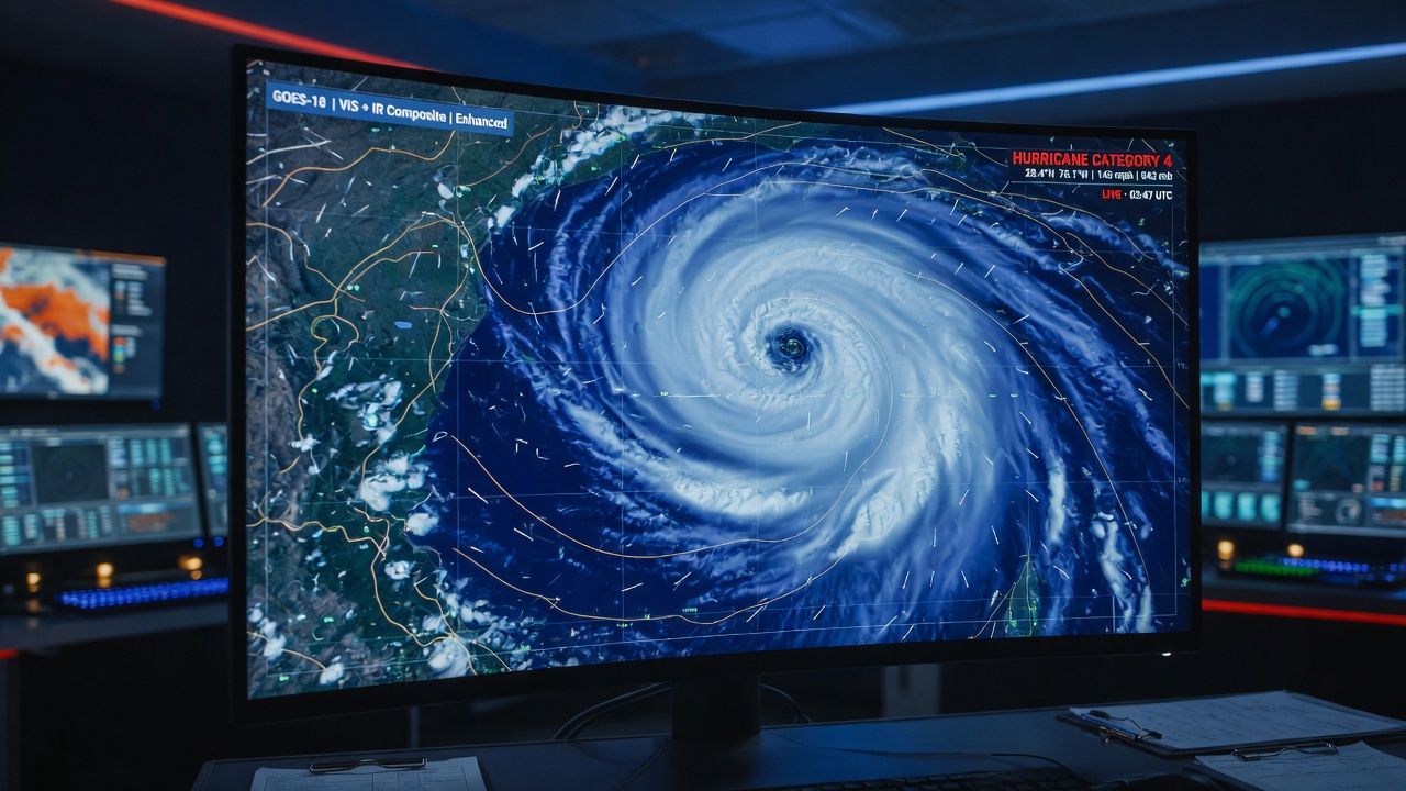 AI weather visualization on control room screen