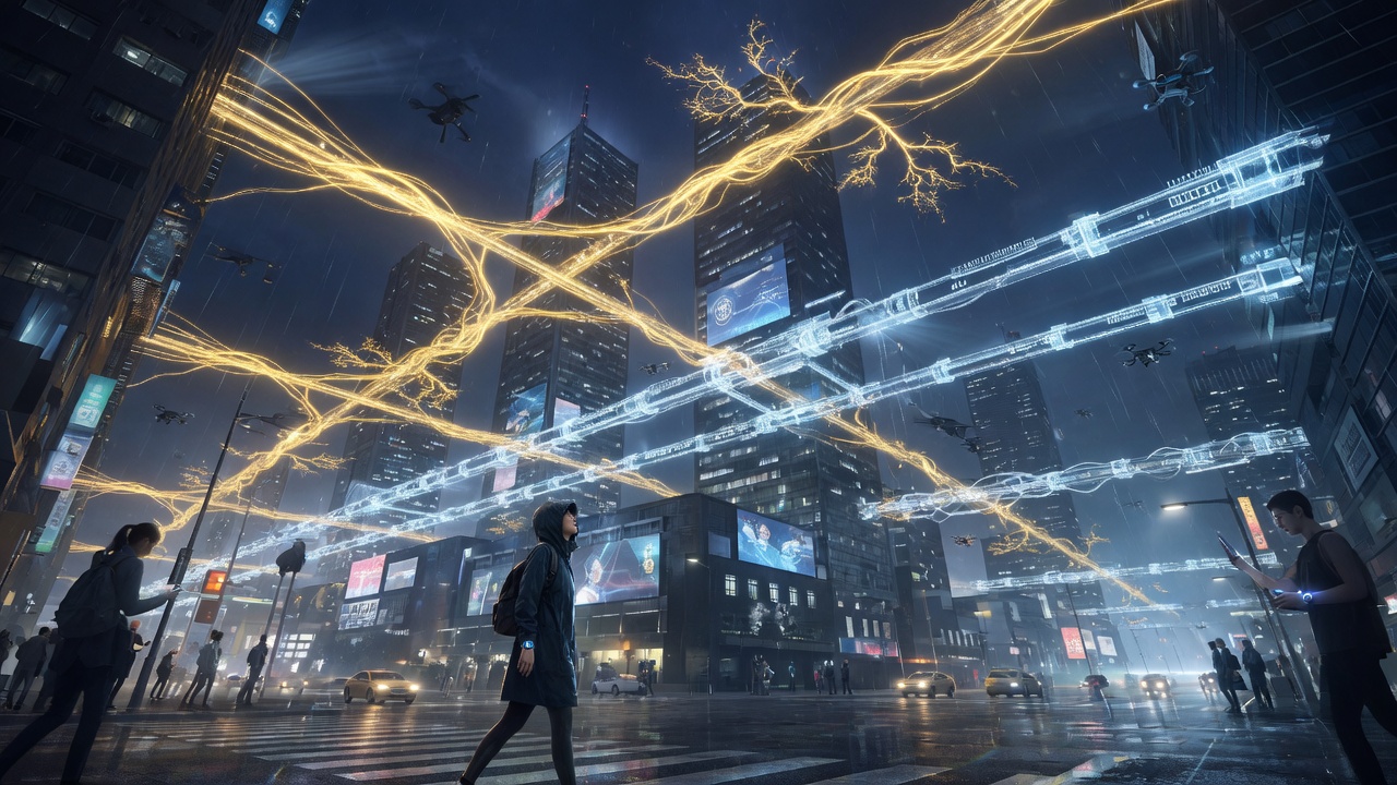 Future city where two types of digital money coexist — free crypto and controlled government CBDC