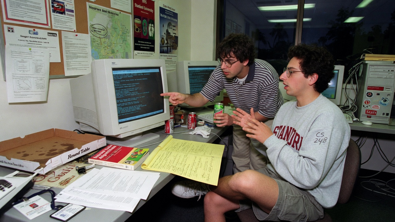 Larry Page and Sergey Brin — the Stanford graduate students who built PageRank together