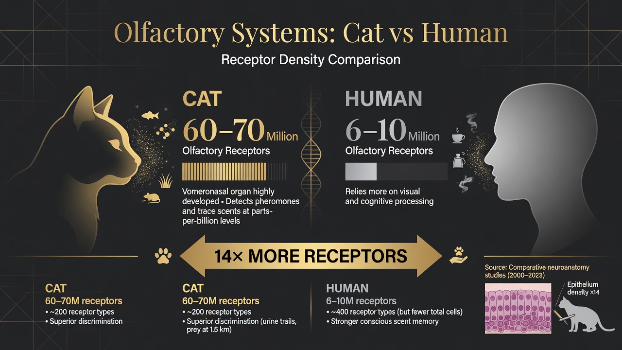 Sense of smell comparison between cats and humans