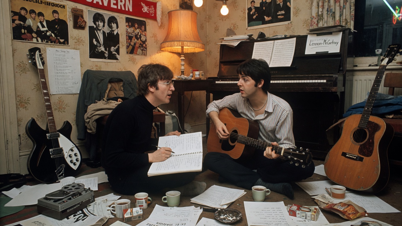 The Beatles with George Martin — a pair wrapped in a team of professionals