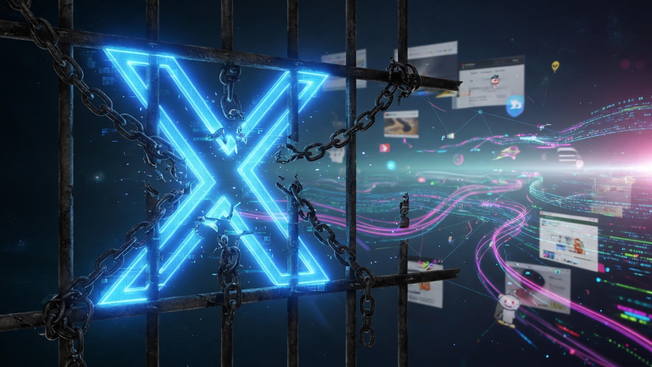 X symbol trapped behind chains