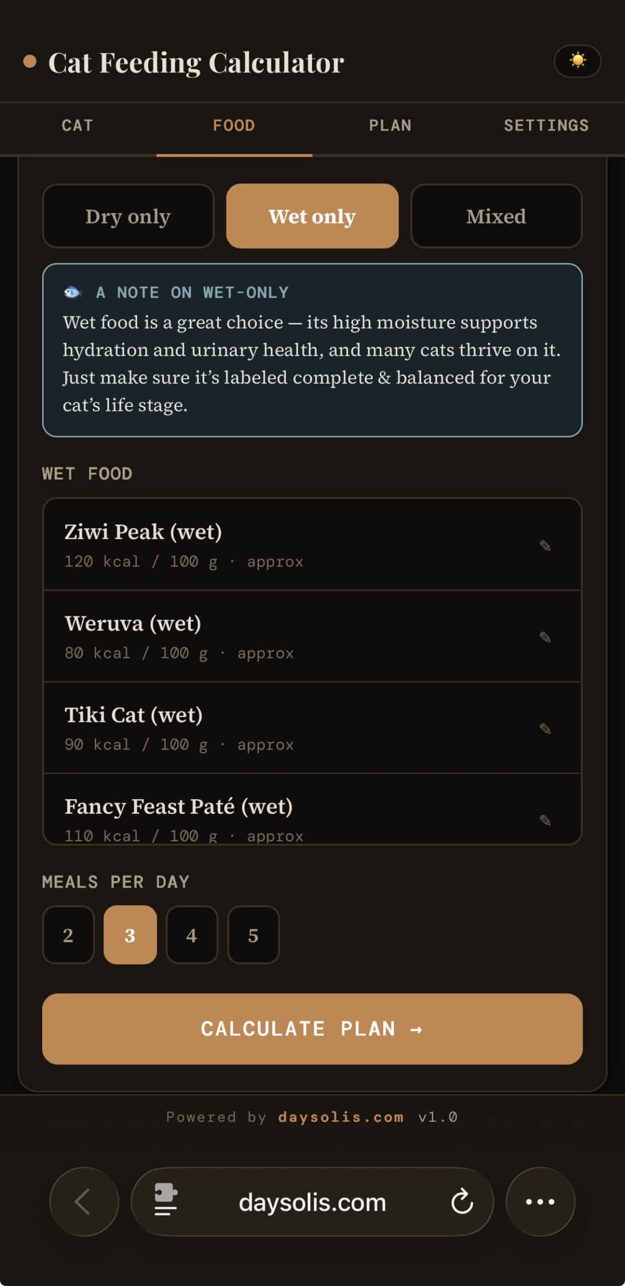 Pet Care Cat Feeding Calculator screen 3