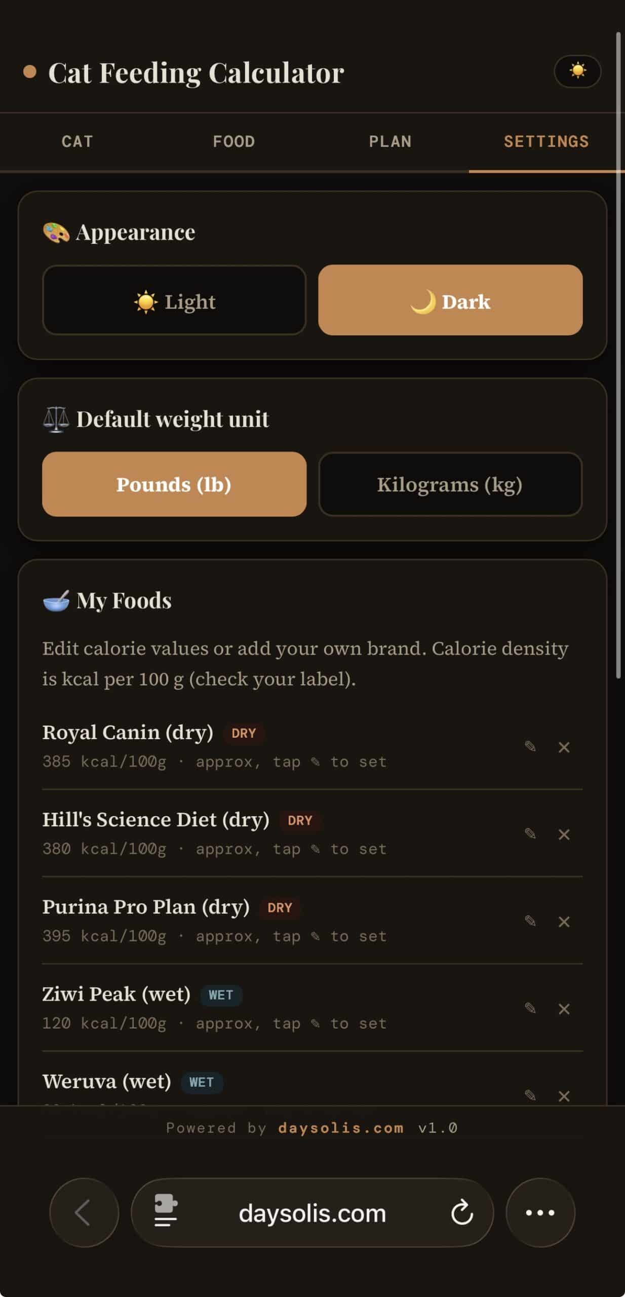 Pet Care Cat Feeding Calculator screen 5